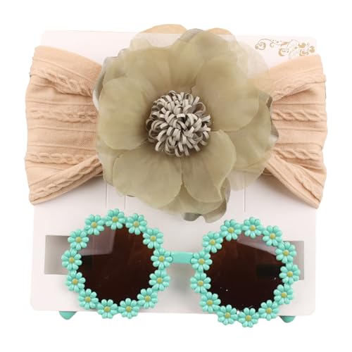Lerpwige Mädchen Sonnenbrille und Blume Stirnband Set für Kleinkind Bequemes Baby Haarband mit Brille Fotoshootings Requisiten Bequemer Baby-Kopfschmuck von Lerpwige