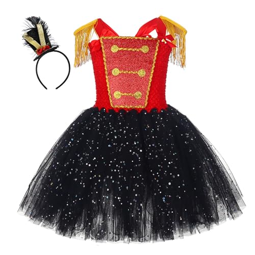 Lerpwige Mädchen Tutuskleid Mit Stirnband Pailletten Prinzessin Kleid Glitzernde Zirkusringmasters Kostüm Für Halloween Party von Lerpwige