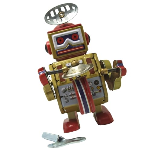 Lerpwige Nostalgischer Roboter Schlagzeuger Zinn Spielzeughandwerk Blechpublik von Lerpwige