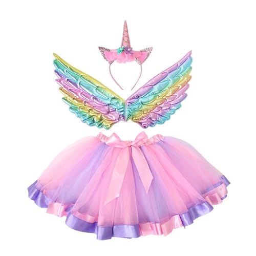 Lerpwige Prinzessinnen Kleiden Kleidung Für Kleine Mädchen Kleinkinder Einhörner Kostüm Set Mit Tutus Fairy Wing Einhörnern Stirnbänder von Lerpwige