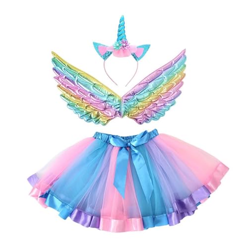 Lerpwige Prinzessinnen Kleiden Kleidung Für Kleine Mädchen Kleinkinder Einhörner Kostüm Set Mit Tutus Fairy Wing Einhörnern Stirnbänder von Lerpwige