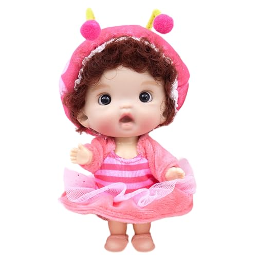 Lerpwige Realistische 4 Zoll Vinyls Girl Babypuppen Mit Cartoon Hutkleid Realistische Kinderspielzeug Weiche Puppen Vinyls Sammlerstück von Lerpwige