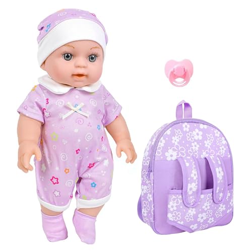 Lerpwige Realistische Babypuppen Wiedergeborene Spielzeug Mit Mode Jumpsuit Und Blumenmuster Rucksack Urgroßmutter Erziehungsspiel Spielzeugpuppen Tun Vor Wiedergeborene Zu Spielen von Lerpwige