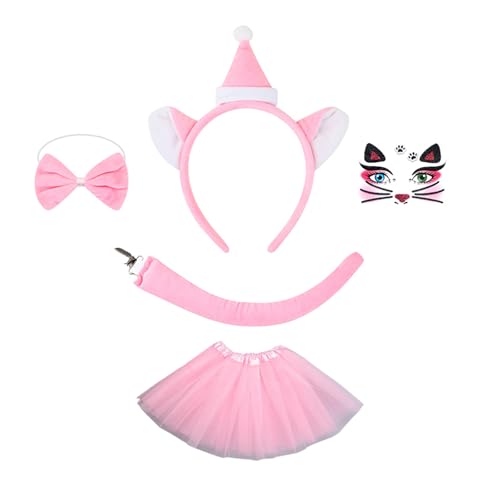 Lerpwige Rollenspiel-Outfit für Kinder, Katzen, Schwanz, Stirnband, Fliege, Rock, Tierkostüm, Zubehör für Kinder, Halloween, Rollenspiele, Tierohr-Zubehör Lerpwige Rollenspiel-Outfit für Kinder, Katzen, Schwanz, Stirnband, Fliege, Rock, Tierkostüm, Zubehör für Kinder, Halloween, Rollenspiele, Tierohr-Zubehör von Lerpwige