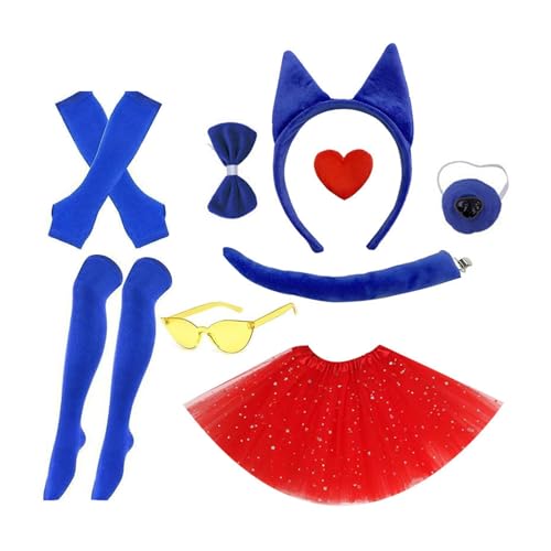 Lerpwige Schäferhund-Kostüm, Stirnband, Nasenschwanz, Fliege, Rock, Strumpf, Handschuhe, Brille, Kinder, Erwachsene, Halloween, Tier, Rollenspiel, Zubehör, blaues Schäferhund-Kostüm-Set Lerpwige Schäferhund-Kostüm, Stirnband, Nasenschwanz, Fliege, Rock, Strumpf, Handschuhe, Brille, Kinder, Erwachsene, Halloween, Tier, Rollenspiel, Zubehör, blaues Schäferhund-Kostüm-Set von Lerpwige