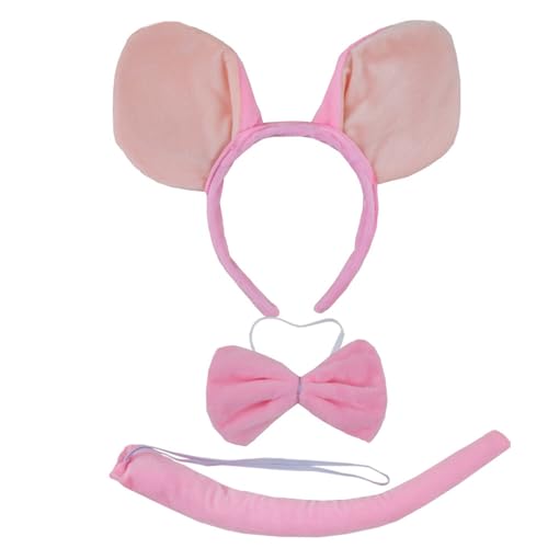 Lerpwige Schweinekostümzubehör Set Fuzzy Ohrhörer Stiftbänder Bowtie Rock Tutus Handschuh Heckzubehör Ferkel Kostüm von Lerpwige