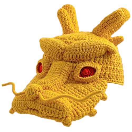 Lerpwige Strick Dragon Hat Foto Requisiten Cool Chinese Loong Neuheit Kostüm Strickhüte Coole Foto Requisiten von Lerpwige