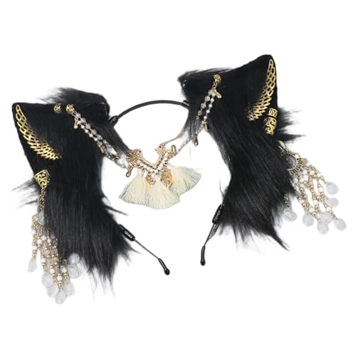 Lerpwige Tier-Cosplay-Kostüm, Kunstpelze, Wolfskatzen, Füchse, flauschiger Schwanz, Wolfsohren, Stirnbänder, Halloween-Party-Kostüme, Zubehör, Wolfskatzen, Füchse, Schwanz von Lerpwige