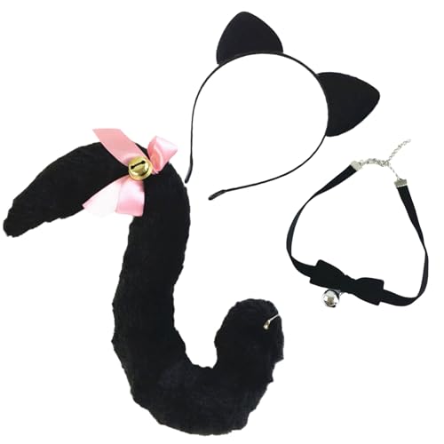Lerpwige Tierkatzen Rollenspiele Kostüm Ohrstirnband Heck Halshalskette Für Kid Boy Girl Cosplay Halloween Masquerade von Lerpwige