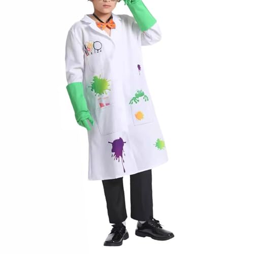 Lerpwige Verrückter Wissenschaftler-Outfit, verrückter Wissenschaftler, Kostüm, Zubehör, Laborkittel, Handschuhe, Brillenrahmen, Krawatte, Halloween, Verkleidungsset für Cosplay, Halloween von Lerpwige