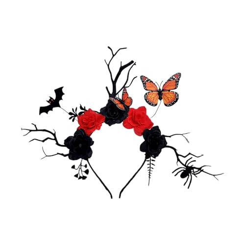 Lerpwige Verstellbarer Hirschgeweih-Kopfschmuck mit Fledermaus-Dekorationen aus Kunstharz, Haarschmuck für Halloween, Veranstaltungen, Halloween, Fledermaus, Schmetterling, Stirnbänder Lerpwige Verstellbarer Hirschgeweih-Kopfschmuck mit Fledermaus-Dekorationen aus Kunstharz, Haarschmuck für Halloween, Veranstaltungen, Halloween, Fledermaus, Schmetterling, Stirnbänder von Lerpwige