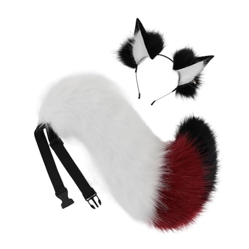 Lerpwige Wolfsschwanz mit Füchsen Ohren Stirnbänder Halloween Weihnachten Cosplay Party Kostüm Spielzeug für Damen Mann Fuchs Kostüme Tier Cosplay Kostüm von Lerpwige