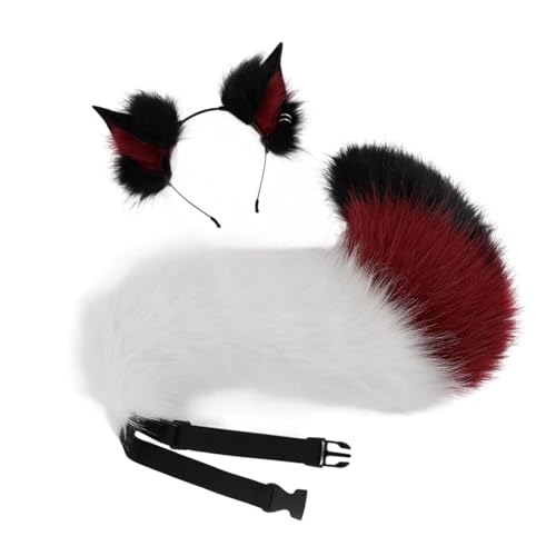 Lerpwige Wolfsschwanz mit Füchsen Ohren Stirnbänder Halloween Weihnachten Cosplay Party Kostüm Spielzeug für Damen Mann Fuchs Kostüme Tier Cosplay Kostüm von Lerpwige
