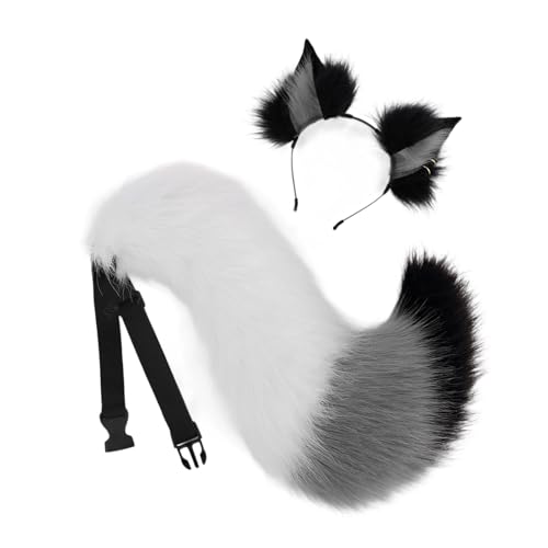Lerpwige Wolfsschwanz mit Füchsen Ohren Stirnbänder Halloween Weihnachten Cosplay Party Kostüm Spielzeug für Damen Mann Fuchs Kostüme Tier Cosplay Kostüm von Lerpwige