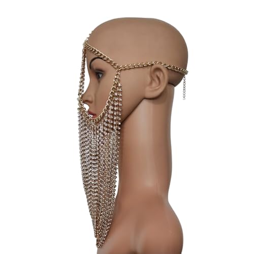 Lerpwige Zarte Quasten, Metallkette, Gesichtsschleier, Kostüm, Zubehör, Party-Kopfschmuck, Kopfkette für Partys und Kostümfeiern, Party-Kopfschmuck von Lerpwige