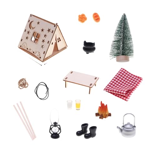 Miniatur Holzfarbe Zelt Camping Szene Dekoration Doll Haus Accessoires Outdoor Szene Requisiten Craft Project Kits Doll House Accessoires von Lerpwige