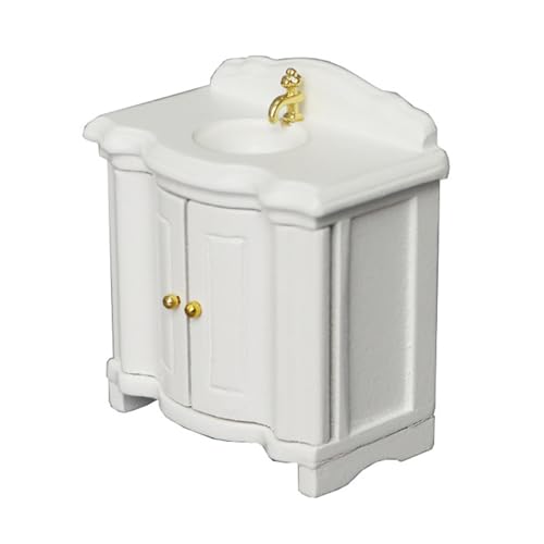 Miniatur Weißer Waschbecken Schrank 1/12 Modell Handwaschsenke Für Dollhouses Badezimmer Küchenszene Dekore Rollenspiele Requisiten von Lerpwige