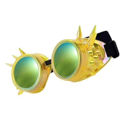 Nieten, verzierte Punk-Brille, fluoreszierend, getönt, Retro, Cosplay, Party, Kostüm, Zubehör, Vintage-Nieten, Brille für LARP von Lerpwige