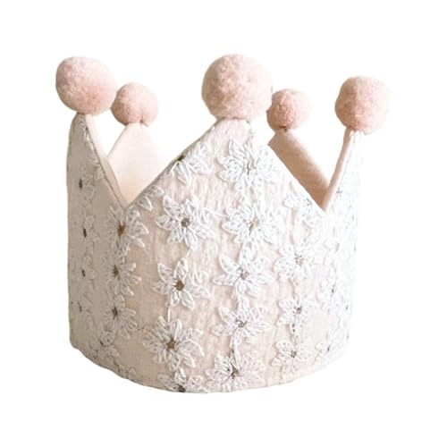Royal Crowned Für Säuglingsfotografie Spitze Stoff Handgefertigt Florale Stickerei 100 Tage Feier Party Kopfbedeckung Sticked Gänseblümchen Babyfoto Requisiten von Lerpwige