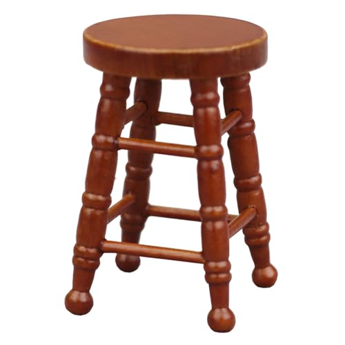 Stuhlmodell Für Dolls House Small Wood Chair Model Display Runder Top Stuhl 1:12 Model Spielzeuggirls Dollhouses Tun Spiele Spielen von Lerpwige