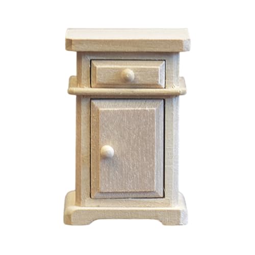 Wood Zakka Spielzeugfigur Bettständer Model Realistische Vintage Realistic Dolls House Tun Sich Vor Mädchen Geschenk Realistischer Nachttisch von Lerpwige