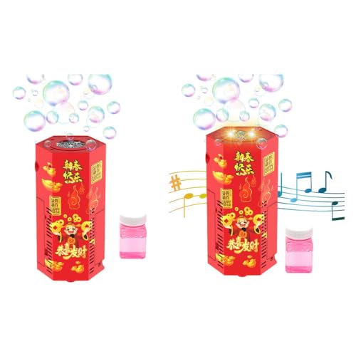 Feuerwerk Blasenmaschine mit Lichtern und Geräuschen | Automatischer Feuerwerk Blasenmacher 2024 | Blasenlösung für Maschine | Weihnachts und Neujahrsgeschenke für Kinder von leryveo