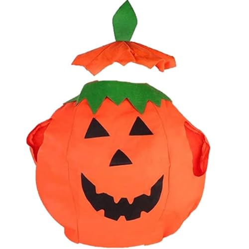 Les Cotillons D'Alsace Kürbis-Kostüm für Kinder, 6-10 Jahre I Halloween-Kostüm, Orange und Grün, 2-teilig, Tunika, ärmellos, Hut, Mädchen, Jungen von Les Cotillons D'Alsace