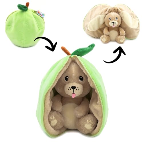 Les Déglingos Flipetz Plüschtier, Krocket, Motiv: Der Hund/Apfel, wendbar, Plüsch, sehr weich, für Babys, Geschenkideen zur Geburt von Les Déglingos®