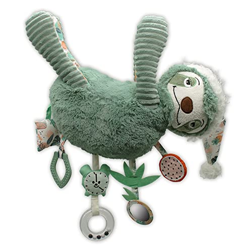 Les Déglingos 36433 Peluche d'activité Chillos le paresseux Faultier Spielzeug zum Erwachen mit Ton und Berührung, grün, 30 cm von LES DÉGLINGOS