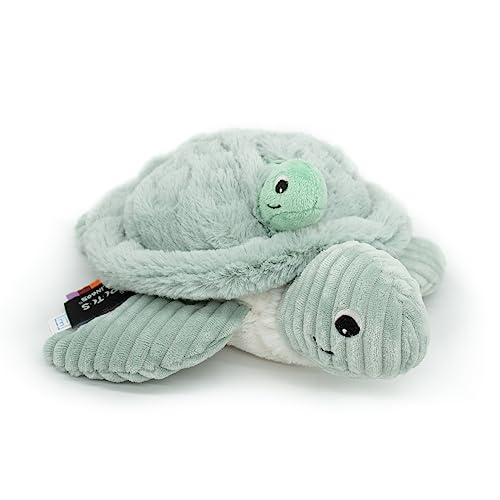 LES DÉGLINGOS 73503 Turtle Les Deglingos Ptipotos Sauvenou die Schildkröte Mama und Baby Plüsch-Kord-Spielzeug, Minze, Tier, Druck, Mint, 26,4x10x29,5 von Les Déglingos®