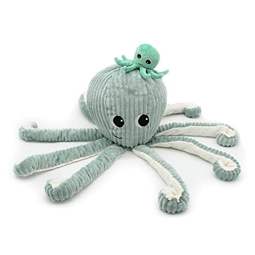 Les Déglingos - Filou la Octopus Manan und Son Bébé 65 cm – Minze – Les PIPOTOS – Kuscheltier für Babys – Plüschtier Baby – Geschenk zur Geburt von Les Déglingos®