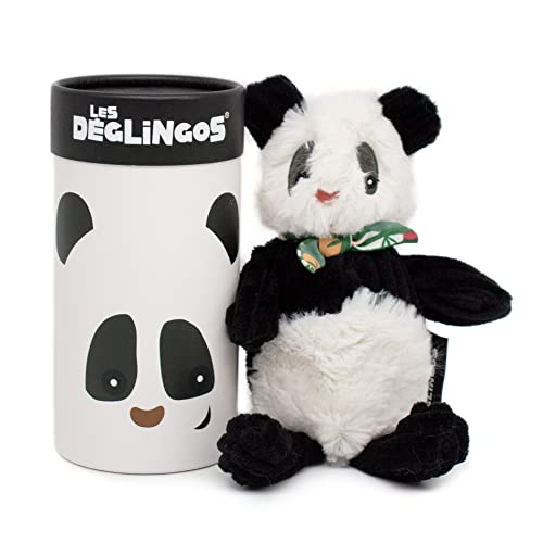 Les Déglingos - Kleiner Simply Rotos Panda in Schachtel – Schwarz – Plüsch, ultraweich, Geschenkidee – verwendbar ab Geburt – 22 cm von Les Déglingos®