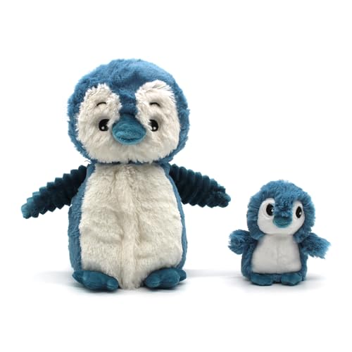 Les Déglingos Les Ptipotos by Glissou Der Pinguin Maman Bébé – Plüschtier sehr weich Geburt – Blau – 16 cm von Les Déglingos®