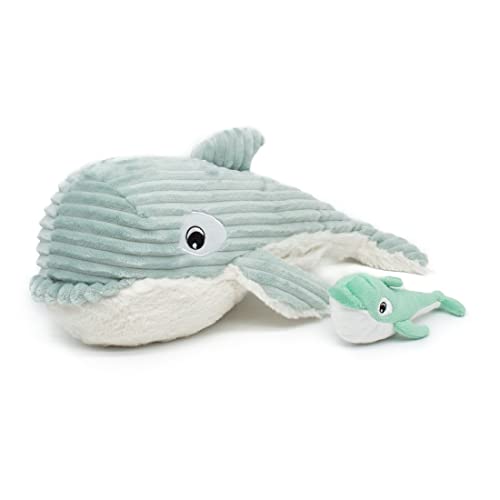 Les Déglingos Ptipotos by Morphalou l'Orque Mama et Son Bébé – Weiches Kuscheltier für Babys – Geschenk zur Geburt – 24 cm – mintgrün von LES DÉGLINGOS