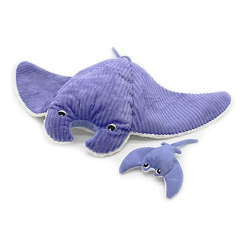 Les Déglingos PTIPOTOS by Mentalou Manta Raie Mama/Baby, violett, 72 cm, Plüschtier, sehr weich, Geschenkidee zur Geburt, 72 cm von LES DÉGLINGOS