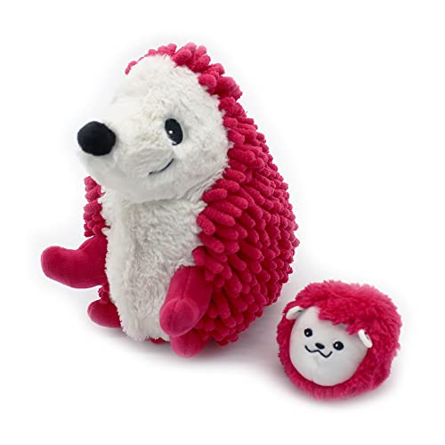 LES DÉGLINGOS Piktou Le Igel Mama und Ihr Baby – Rote Beete – Les PTIPOTOS – Kuscheltier für Babys – Plüschtier Baby – Geschenk zur Geburt – 22 cm von LES DÉGLINGOS