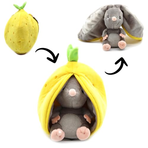 Les Déglingos - Veggie Serie – Kuscheltier Rocket die Maus/Zitrone – wendbare Maus, weich, für Babys – Geschenkideen zur Geburt von Les Déglingos®