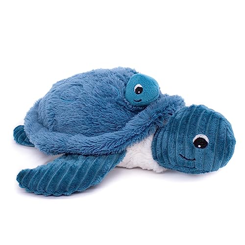 Les Déglingos PTIPOTOS by Savenou Schildkröte, Mama/Baby, blau, Plüsch, sehr weich, Geschenkidee zur Geburt, 29 cm von Les Déglingos®