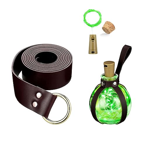 Halloween Nekromanten Anzug, Mittelalter Gürtel mit 250ml Zaubertrank Fläschchen Kugelförmige Klarglasflasche Halloween Nekromanten Anzug Gürtelschlaufe, für Cosplay Zauberer Hexe Kostüm Zubehör (02) von Les-Theresa