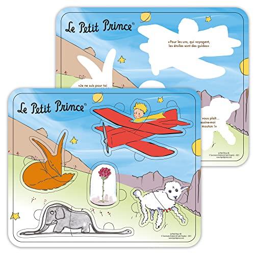 PLANÈTE BOIS 865003 Puzzle-Lernspiel-Der kleine Prinz-865003-5 Teile-Mehrfarbig-Holz-Kinderspiel-Kinderpuzzle-21,5 cm x 17,5 cm-Ab 18 Monaten, bunt von PLANÈTE BOIS