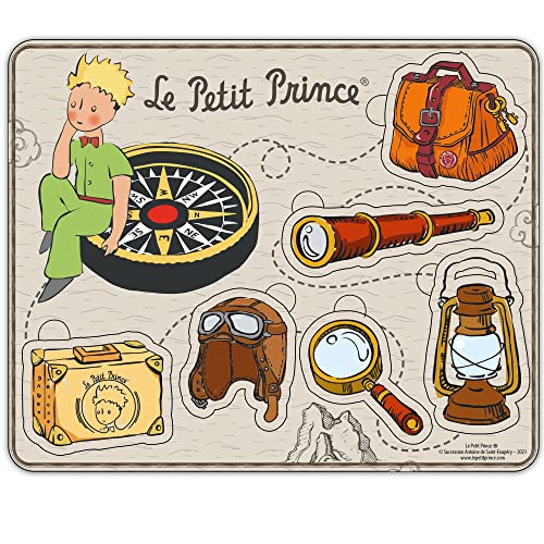 PLANÈTE BOIS 865004 le Petit Prince Flugzeugpuzzle-Lernspiel-Der kleine Prinz-865004-6 Teile-Mehrfarbig-Holz-Kinderspiel-Kinderpuzzle-21,5 cm x 17,5 cm-Ab 18 Monaten, Mehrfarbig von PLANÈTE BOIS