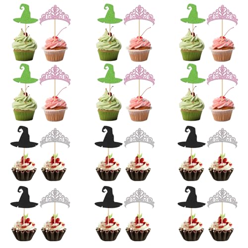 25 Stück rosa und grüne Kuchenaufsätze, Party-Dekorationsset, Broadway-Thema, Cupcake-Topper-Set mit Glitzerhut und Krone für Geburtstag, Halloween, Party-Dekoration 25 Stück rosa und grüne Kuchenaufsätze, Party-Dekorationsset, Broadway-Thema, Cupcake-Topper-Set mit Glitzerhut und Krone für Geburtstag, Halloween, Party-Dekoration von Leseogye