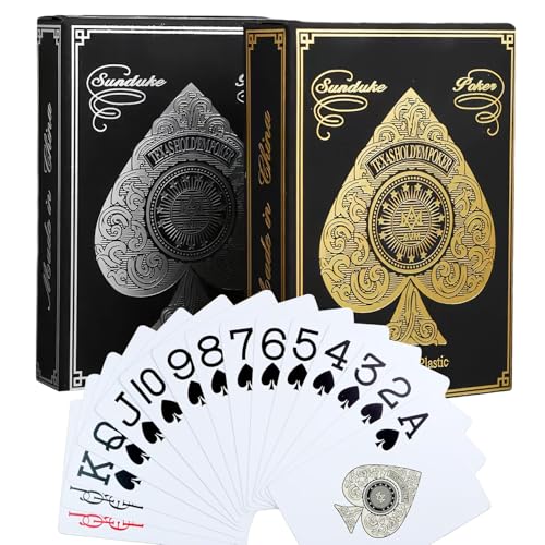 Leseogye 2 Pack Kunststoff-Spielkarten, Gold- und Silber-Kartendeck, wasserdichtes Poker für Erwachsene Leseogye 2 Pack Kunststoff-Spielkarten, Gold- und Silber-Kartendeck, wasserdichtes Poker für Erwachsene von Leseogye