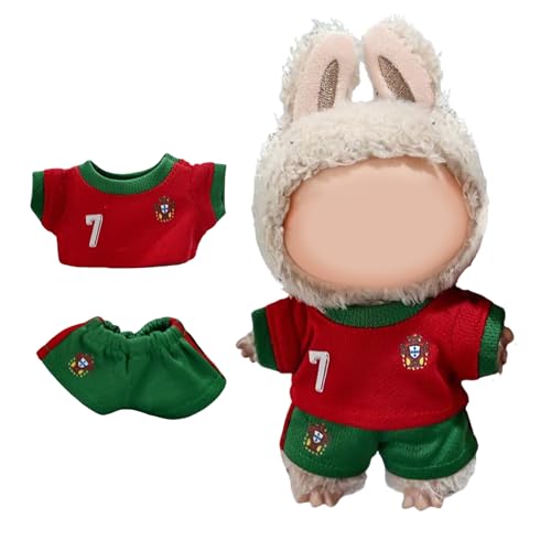 Puppenkleidung, 2-teiliges Set Puppenzubehör für 17 cm, rotes T-Shirt und grüne Hose, Outfit Kleidung, Premium-Outfit, Geburtstagsgeschenk für Fans von Leseogye