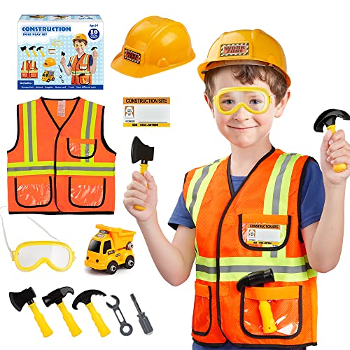 Lesheng Bauarbeiter-Kostüm für Kinder, Bauarbeiter-Kostüm, Bauarbeiter-Kostüm mit Selbstmontage, Rollenspiel für Halloween von Lesheng space