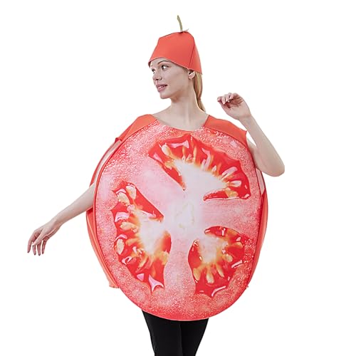 Lesunbak Tomatenkostüm - Tomatenparty Obst Gemüse Outfit | mit Hut für Karneval Party Halloween Ostern Dekorationen Events Feiern Cosplay von Lesunbak