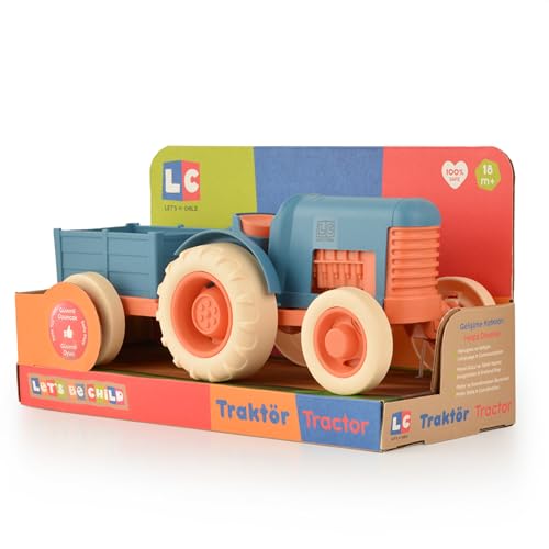 Spielzeug-Traktor-Set für Kinder | Lern- und Sicherheitsorientiert | Für Kinder ab 1 Jahr | Traktor- und Anhängerset für Innen- und Außenbereich | Spaßige Geschenke für Mädchen und Jungen (Blau) von Let's Be Child