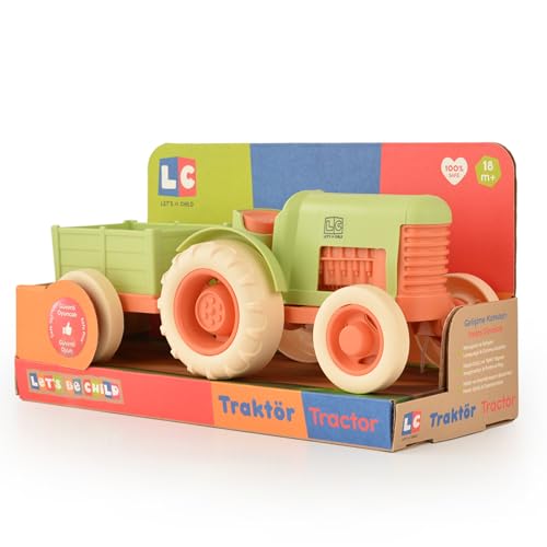 Spielzeug-Traktor-Set für Kinder | Lern- und Sicherheitsorientiert | Für Kinder ab 1 Jahr | Traktor- und Anhängerset für Innen- und Außenbereich | Spaßige Geschenke für Mädchen und Jungen (Grün) von Let's Be Child