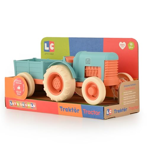 Spielzeug-Traktor-Set für Kinder | Lern- und Sicherheitsorientiert | Für Kinder ab 1 Jahr | Traktor- und Anhängerset für Innen- und Außenbereich | Spaßige Geschenke für Mädchen und Jungen (Türkis) von Let's Be Child