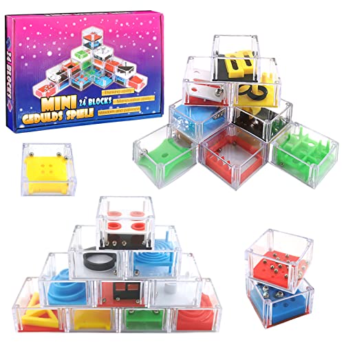 Lets Joy 24 Stück Geduldsspiele Mini Denkspiel, 3D Geduldsspiele Knobelspiel, Geduldsspiel Kinder, Geschicklichkeitsspiel Mitgebsel Kindergeburtstag Weihnachten Geschenk für Kinder von Lets Joy